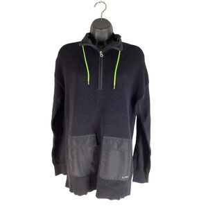 Lauren Ralph Lauren Mens Pullover Sweater Black Mock Neck 1/4 Zip Waffle Knit S